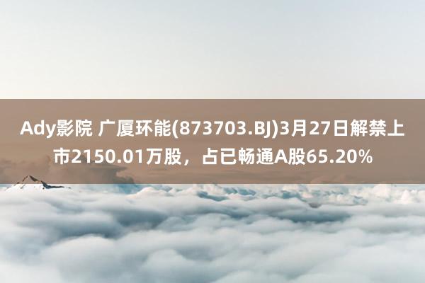 Ady影院 广厦环能(873703.BJ)3月27日解禁上市2150.01万股，占已畅通A股65.20%