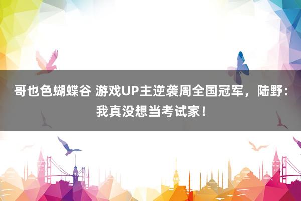 哥也色蝴蝶谷 游戏UP主逆袭周全国冠军，陆野：我真没想当考试家！