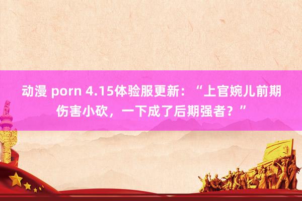 动漫 porn 4.15体验服更新：“上官婉儿前期伤害小砍，一下成了后期强者？”