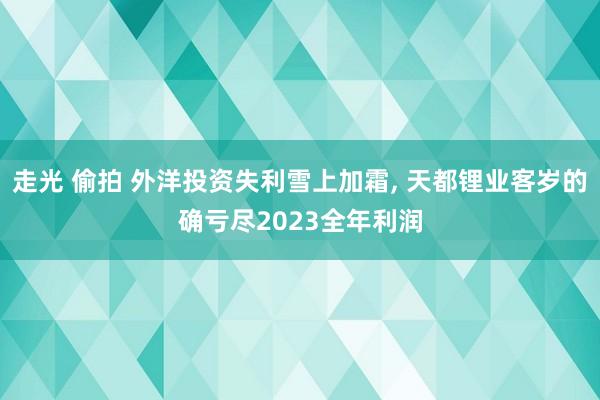 走光 偷拍 外洋投资失利雪上加霜, 天都锂业客岁的确亏尽2023全年利润