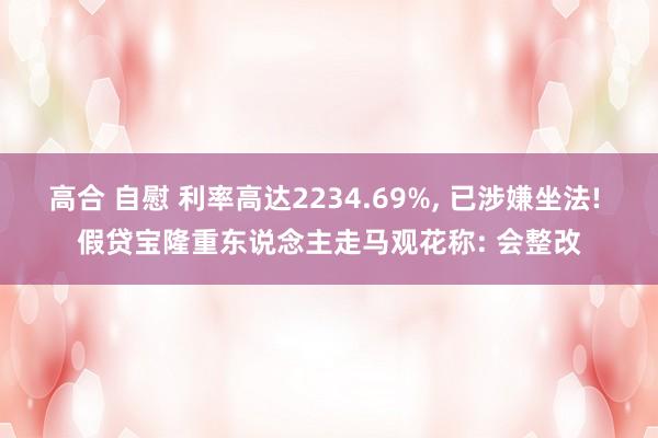 高合 自慰 利率高达2234.69%, 已涉嫌坐法! 假贷宝隆重东说念主走马观花称: 会整改
