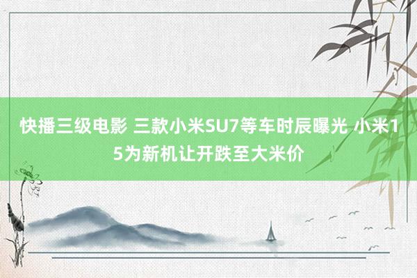 快播三级电影 三款小米SU7等车时辰曝光 小米15为新机让开跌至大米价