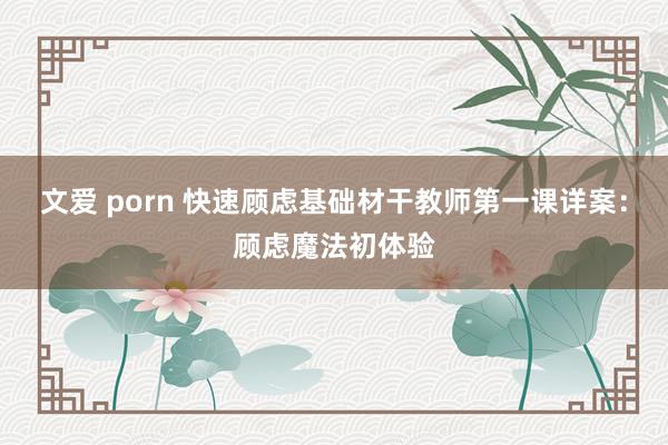 文爱 porn 快速顾虑基础材干教师第一课详案：顾虑魔法初体验