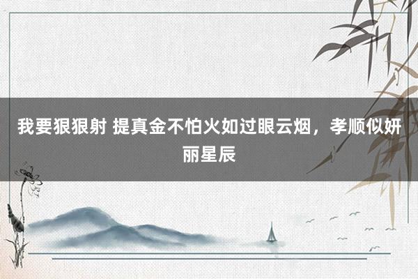 我要狠狠射 提真金不怕火如过眼云烟，孝顺似妍丽星辰