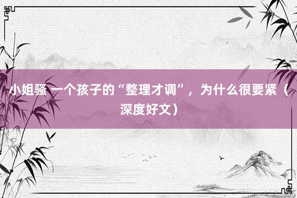 小姐骚 一个孩子的“整理才调”，为什么很要紧（深度好文）