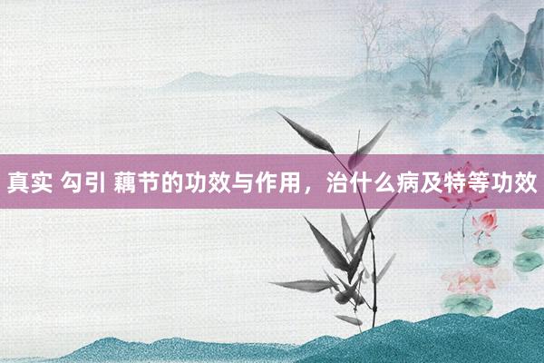 真实 勾引 藕节的功效与作用，治什么病及特等功效