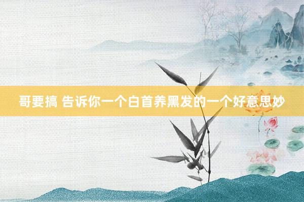 哥要搞 告诉你一个白首养黑发的一个好意思妙