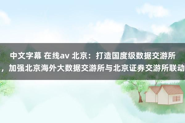 中文字幕 在线av 北京：打造国度级数据交游所，加强北京海外大数据交游所与北京证券交游所联动
