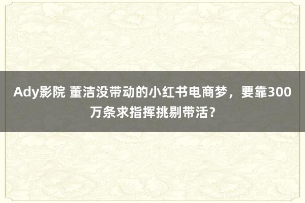 Ady影院 董洁没带动的小红书电商梦，要靠300万条求指挥挑剔带活？